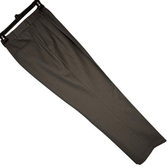 Brooks Brothers 346 Mens Stretch Wool Blend Pleated Cuffed Dress Pants Sz 36x31 - Picture 3 of 7